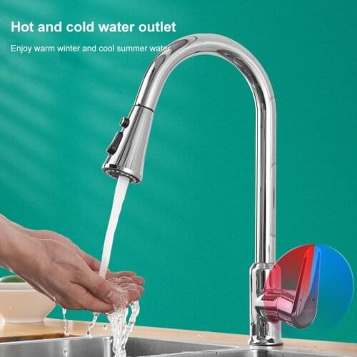 Rotatable Kitchen Faucet Pull Out Kitchen Sink Water Tap Single Handle Mixer Tap 360 Rotation Kitchen Shower Faucet Accessories