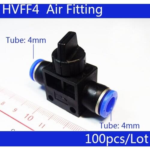 HIGH QUALITY HVFF4 100PCS Pneumatic Flow Control Valve;Hose to Hose Connector;4mm Tube* 4mm Tube;All size available