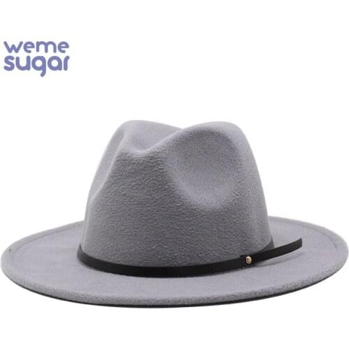 WeMe Simple Women Men Wool Vintage Felt Fedora Hat Winter Autumn Jazz Caps