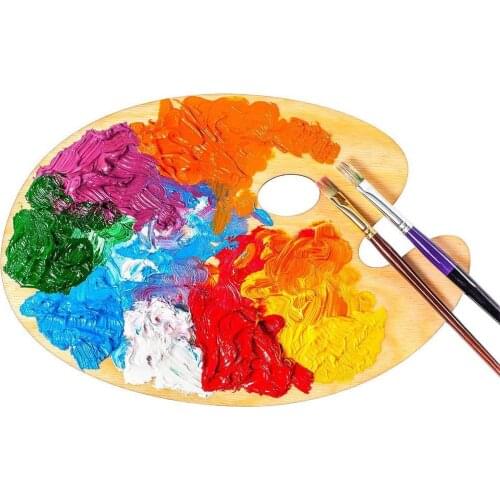 1PC Art Painting Color Mixer Oval Color Mixing Board Oil Painting Color Mixing Tray Wooden Paint Plate Color Mixing Board