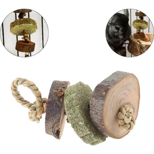 1 Pc Rabbit Grass Cake Wooden Molar Toy String Pet Chinchillas Hamster Bite Rope Parrot Weed Grinding Teeth