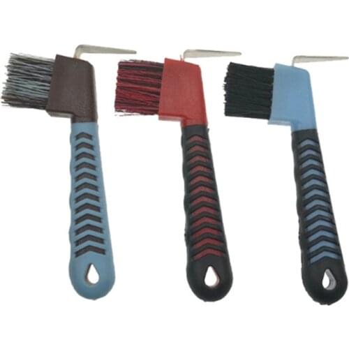 1pc Dual Use Anti-Slip Soft Grip Hoof Pick Rubber With Brush Cleaning Tools Horse Grooming Tools Durable - Random Color