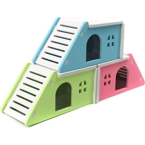 17x9x8.5cm Cartoon Hamster Toy Nest Small Animal Wood House Bed Cage Nest Pet Hedgehog Castle Toy Pet House