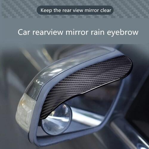 2pcs Car Side Rear View Mirror Rain Eyebrow Visor Carbon Fiber Look Sun Shade Snow Shield Cover Car Accessories