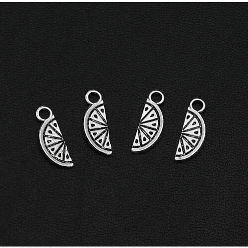 30pcs/Lots 6x17mm Antique Silver Plated A Slice Of Lemon Charms Vintage Metal Zinc Alloy Fruit Pendants For Diy Jewelry Making