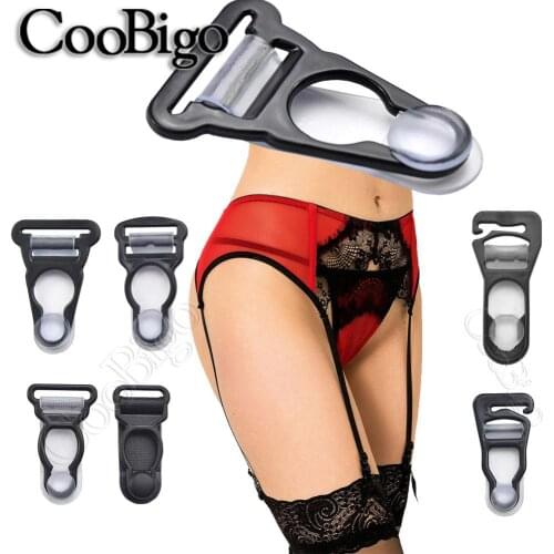 50pcs Wetlook Garter Panty Plastic Clip Sock Garter Belt Holder Fastener Sexy Stockings Suspender Black Womens Accessories