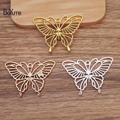BoYuTe (20 Pieces/Lot) 52*37MM Alloy Hollow Butterfly with 3 Loops at Back Factory Supply DIY Handmade Jewelry Accessories