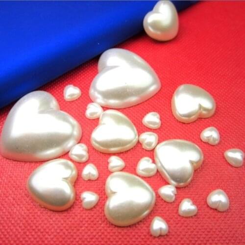 Free Shipping Ivory/White Craft ABS Imitation Half Heart Pearls Flatback Pearls Resin Scrapbook Beads Decorate Diy