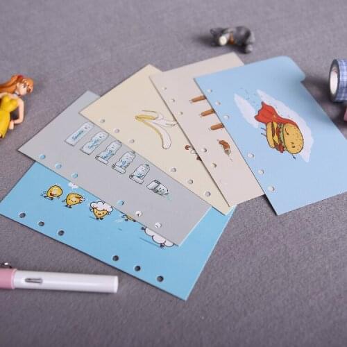 A5A6 loose-leaf notebook inner separated pages,cute 6 holes index paper dividers for organizer planner 5 sheets