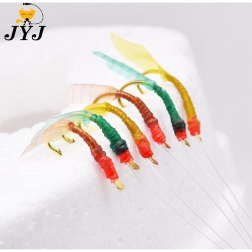 JYJ No.7/14 Colorful String Hooks with 6 Rubber Fishhooks for Carp Fishing Pesca Luminous Combination Fishing Hooks