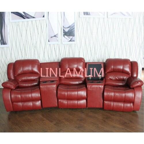 Living room sofa Recliner Sofa, real cow Genuine Leather Sofa, Cinema theater sofa home furniture 3 seater chaise bed couch