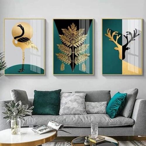 Home Decor Plants Animals Prints Nordic Canvas Wall Art Minimalist Crane Deer Elk Leaves Painting Poster Dining Hall Corridor