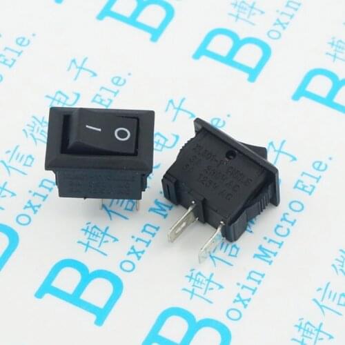 EClyxun 10pcs/lot New Black Push Button Mini Switch 3A-6A 110V 250V KCD1-101 2Pin Snap-in On/Off Rocker Switch 10MM*15MM
