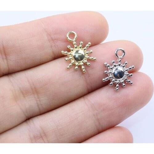 Eruifa 20pcs 12mm Popular Sun Zinc Alloy Jewelry DIY Charms Pendant Women Girl Necklace, Earring Bracelet 2 Colors