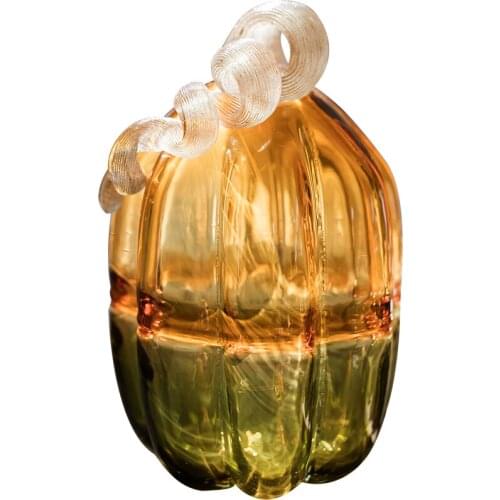 Creative Color Crystal Glass Pumpkin Miniatures Figurines Hand Blown Art Crafts Ornaments Halloween Gifts Vintage Home Decor