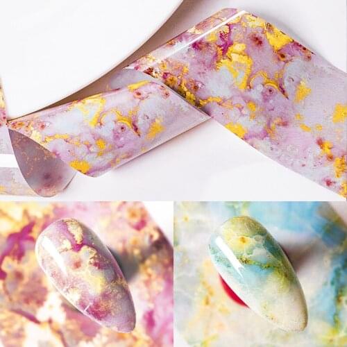 1 Pcs Nail Foils With Color Marble Flower Pattern Nail Transfer Foil Starry Sky Nail Foil Nails Art Decorations