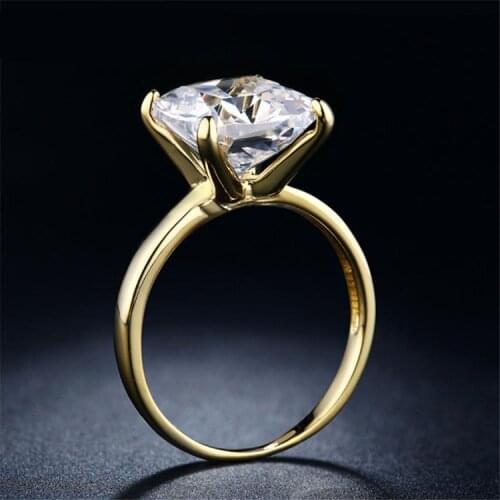 Hainon Wedding Ring Lady Jewelry Large Square 10mm Zircon Gold Color Ring Gift Party Fashion New Jewelry Distribution