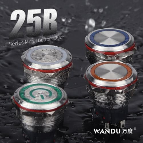 WD 25MM Stainless steel 5A latching momentary metal push button switch