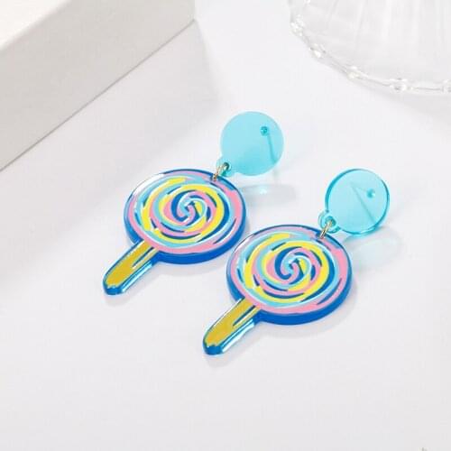 Fashion Dangle Womens Stud Earrings Colorful Lollipop Shape Long Piercing Stud Earrings Lovely Accessories Gift For Girls Hot