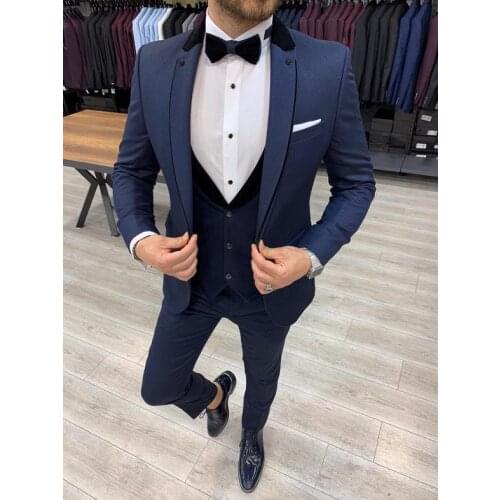 2021 New Arrival Three Pieces Suit for Men Slim Fit Custom Made One Button Wedding Suits for Male Terno (Jacket +vest pants)