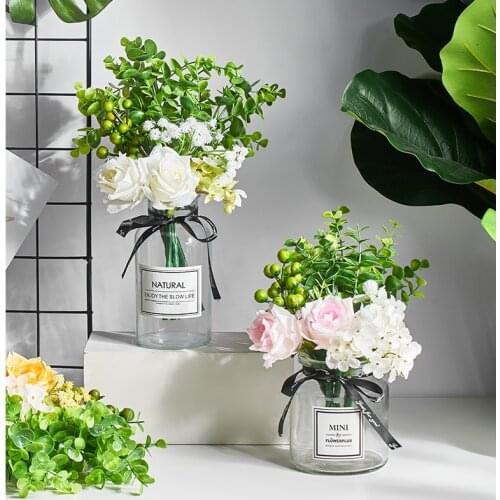 Glass Ribbon Vase Sticker Modern Transparent Vases Nordic Minimalist Style Home Living Room Tabletop Decoration For Flowers