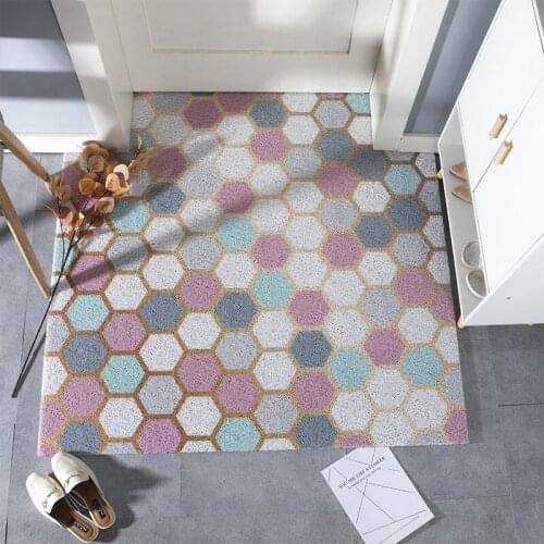 Printed Geometric Pattern Doormat Carpet Silk Loop Plaid Dust-proof Anti-slip Doormat Outdoor Shoes Scraper Entrance Mats Carpet
