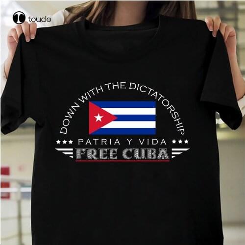 New Free Cuban T-Shirt Patria Y Vida Cuba Flag Shirt Cotten Tee Shirt