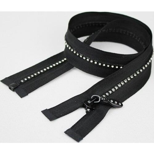 NEW 5# 15/60/70cm A Rhinestone Zipper Lightning Shiny diamond Zippers Close/Open-End For Sewing DIY Jacket bag Coat Accessorise