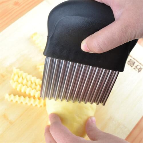 French Fries Cutter Stainless Steel Serrated Blade Easy Slicing Cut Vegetable Fruit Tool Wave Knife Chopper Knife Accessorie