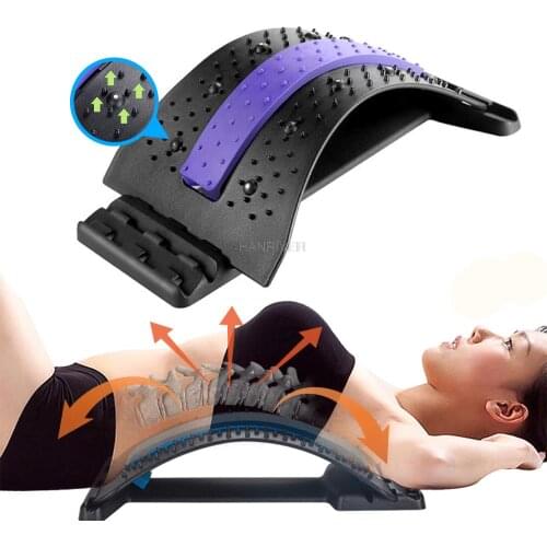 Back Stretching Equipment Massager Fitness Lumbar Support Relaxation Spine Pain Relief Lumbar Massager