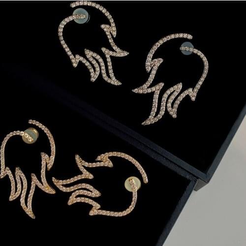 Origin Summer Unique Design Flame Rhinestone Dangle Earring for Women Trendy Silver Color Hollow Out Metallic Earring Jewelry