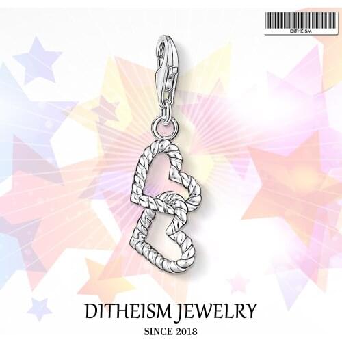 Rope Link Hearts Charms Pendant,2018 Fashion Jewelry 925 Sterling Silver Trendy Gift For Women Girls Fit Bracelet Necklace Bag