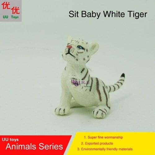 Hot toys:Sitting Baby White Tiger Simulation model Animals kids toys children educational props