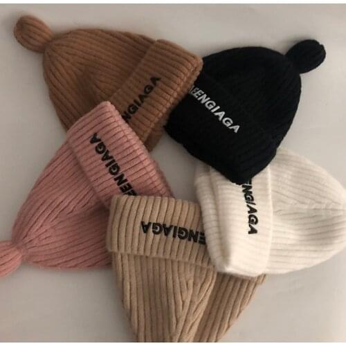 Casual New Winter Hat Letter Wool Blend Beanies Hats For Women Spring Fashion Wool Warm Skullies Beanies Hats Caps For Men Women