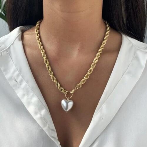 Heart Pendant Chunky Choker Necklace for Women 2021 Chain Necklaces Party Jewelry Trendy Accessories AM6047
