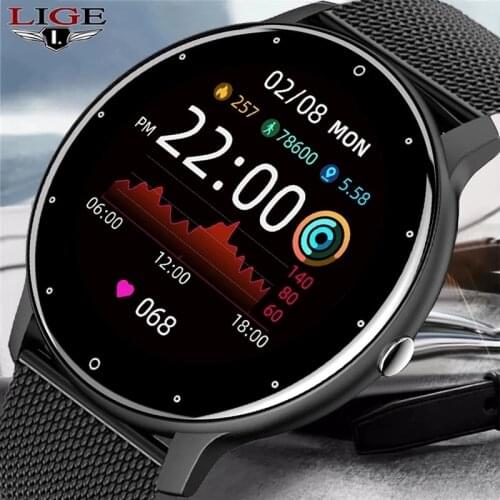 LIGE 2021 New Smart Watch Men Full Touch Screen Sport Fitness Watch Waterproof Bluetooth Call For Android ios smartwatch Men+box