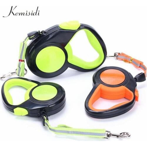 KEMISIDI Telescopic Reflex Automatic Traction Nylon Rope Retractable Leashes For Pet Supplies S, M Size And Green Orange Colors