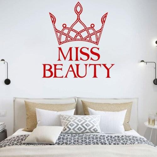 Crown Wall Stickers Girls Bedroom Vinyl Decals Little Queen Home Decor Beautiful Mural Miss Beauty Room Decor O95