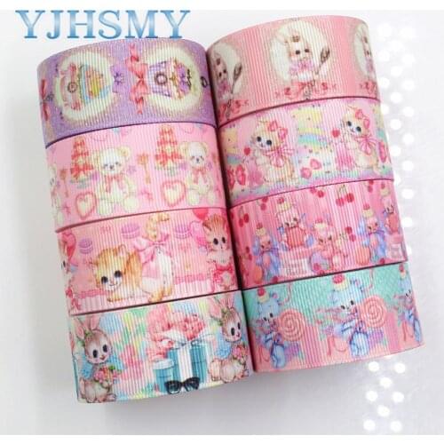 YJHSMY G-181017-1405,25mm 5 Yards Small animals Ribbons Thermal transfer Printed grosgrain,DIY Clothing Handmade materials