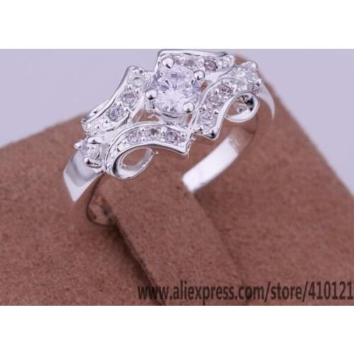 R146 Lucky Silver Color Rings For Women Fashion Jewelry Women Accessories Free Shipping Fashion Inlaid Stone Belt Rings /du