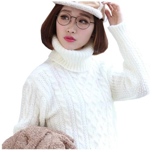 Korean Short Turtleneck Sweater Woman 2021 Autumn Winter Bottoming Sweaters Warm Twist Loose Student knit Pullover Jumper Women