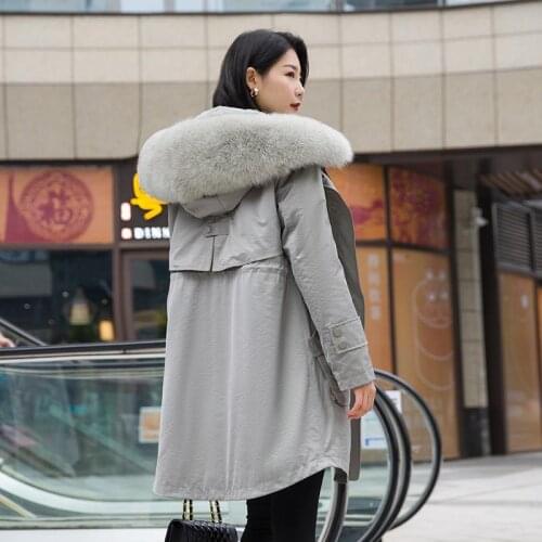 2021 Long Coat Leather Coat Winter Coat Womens Natural Real Rabbit Leather Coat Coat Street Casual Super New