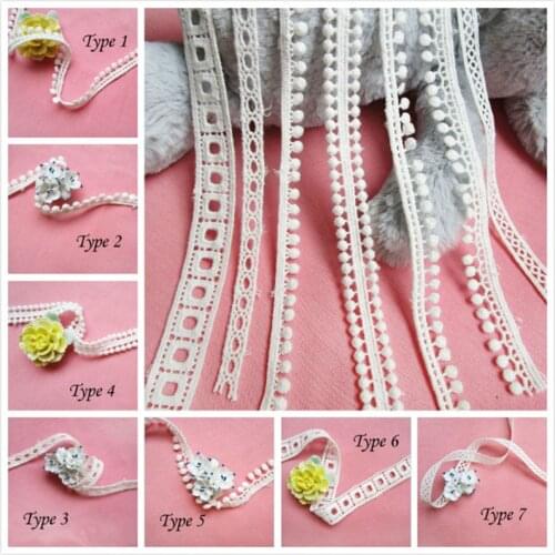 1 Piece Apparel Sewing Fabric 2 Yards DIY Ivory Cream Trim Pure Cotton Crocheted Lace Fabric Ribbon Handmade Accessories Craft