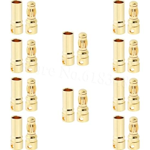 10Set/Lot Female Male 3.5mm Gold Bullet Banana Connectors RC ESC LIPO Battery Device Electric Motor Wire Parts