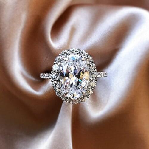 100% 925 Sterling Silver 8*12MM Oval Cut Simulation Moissanite Pink Sapphire Citrine Engagement Women Rings Fine Jewelry Gift