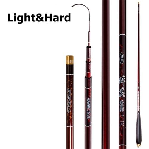 3.6-5.4M High Carbon Power Hand Pole Super Hard Fishing Rod Ultra Hard Super Light Thin Strong Telescopic Pole Rod