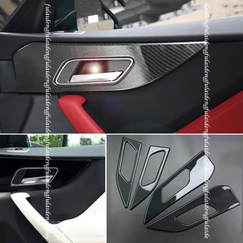 4pcs For Jaguar F-PACE 2016-2020 ABS Carbon fiber Car interior door handle frame trim decoration cover car accessories