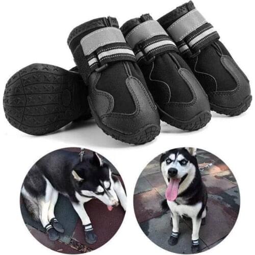 4pcs/set Dog Shoe Boot Anti-slip Reflective Puppy Shoes Pet Boots Dog Waterproof Breathable Durable Outdoor Shoe Pet Supplies
