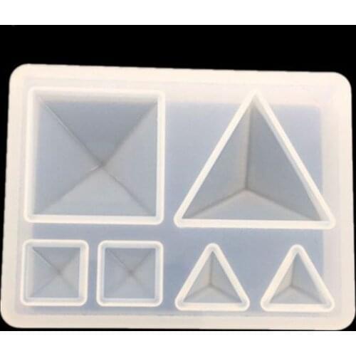 4 Pcs/set UV Silicone Crystal Epoxy Mold with Hole Pendant Small Pyramid Geometry Molds DIY Jewelry Making Mould