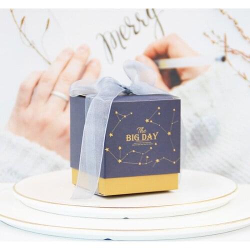50Pcs/lot 2021 Newest Wedding and Party gift box of "THE BIG DAY" Candy Paper gift box For Wedding Decoration cake box gold